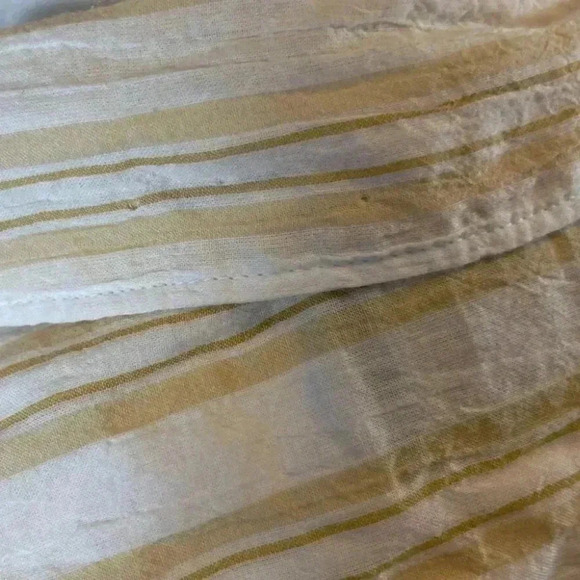 Abercrombie & Fitch Woman’s L Long Sleeve Crinkle‎ Top Yellow White Button shirt - Picture 6 of 14